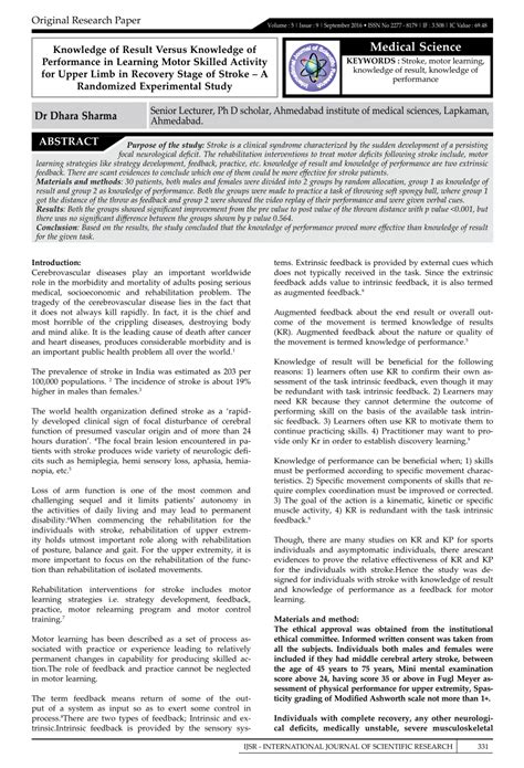 (PDF) Knowledge of Result Versus Knowledge of .